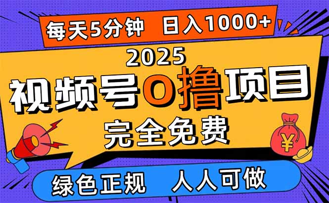 （16388期）2025视频号0撸项目，5分钟一个号，日入1000+，人人可做