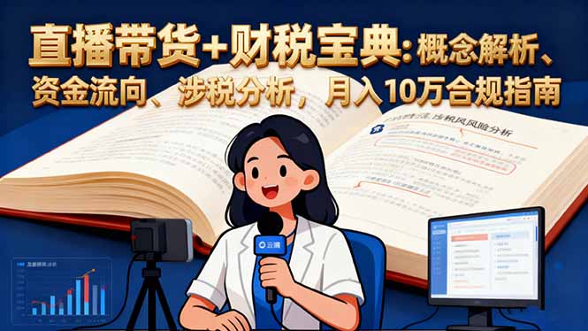（16444期）直播带货+财税宝典：概念解析、资金流向、涉税分析，月入10万合规指南