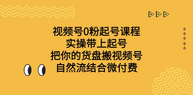 视频号0粉起号课程 实操带上起号 把你的货盘搬视频号 自然流结合微付费