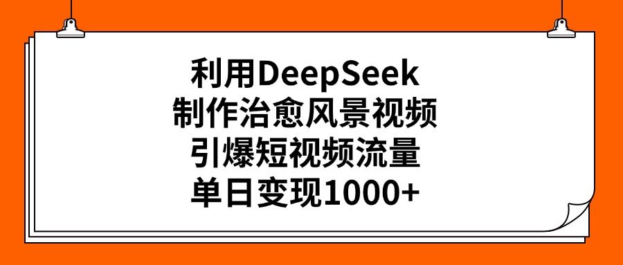 利用DeepSeek，制作治愈风景视频，引爆短视频流量，单日变现1000+