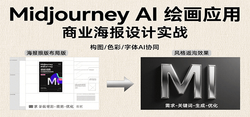 Midjourney AI绘画应用，关键词指令解析、漫画头像制作、海报设计、3D人物生成等